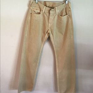 True Religion cream straight leg jean